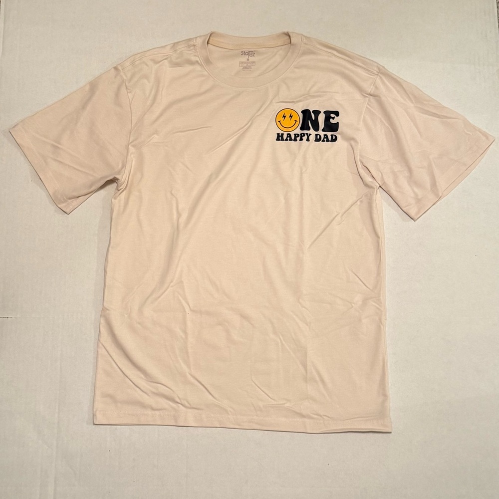 🙂 One Happy Dad T-shirt for One Happy Dude Themed Birthday Cream Natural Color⚡️